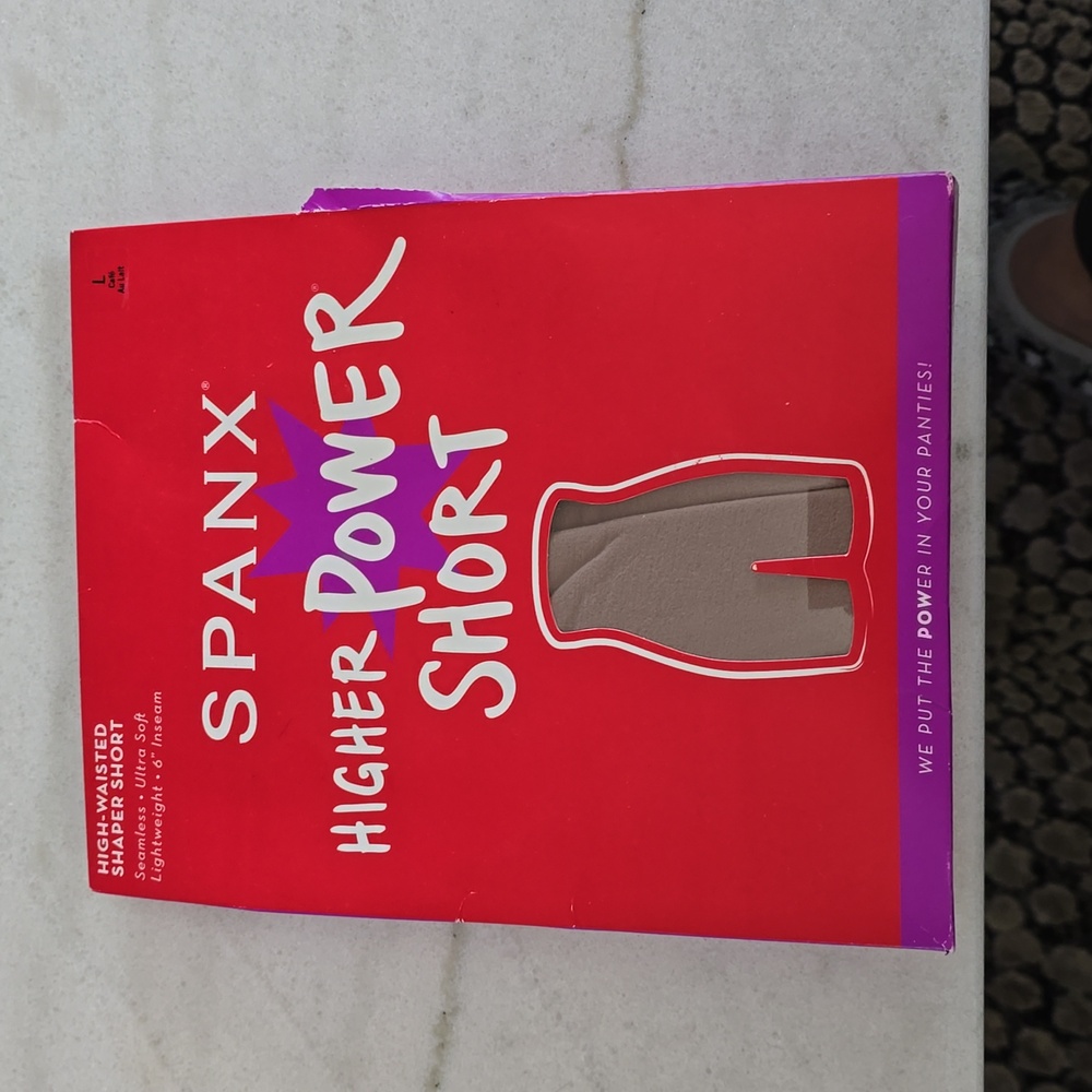 New, L, spanx higher power short, cafe au lait